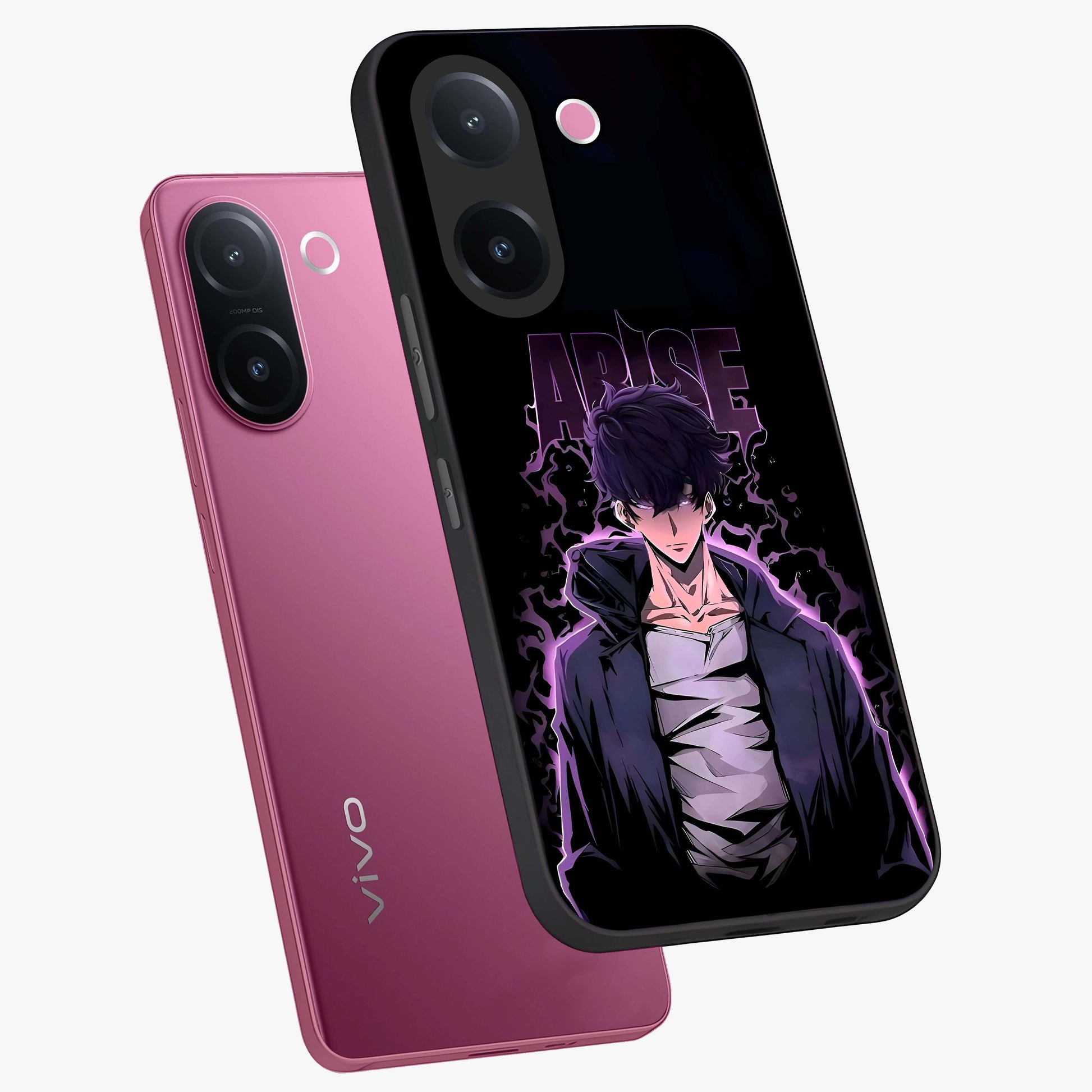 Shadow Monarch Awakening Glass Case displayed in angled mockup highlighting dramatic shadow warrior design with fantasy aesthetic.