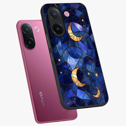 Starlit Sky Tapestry Glass Case displayed in angled mockup highlighting celestial night pattern with artistic aesthetic style.
