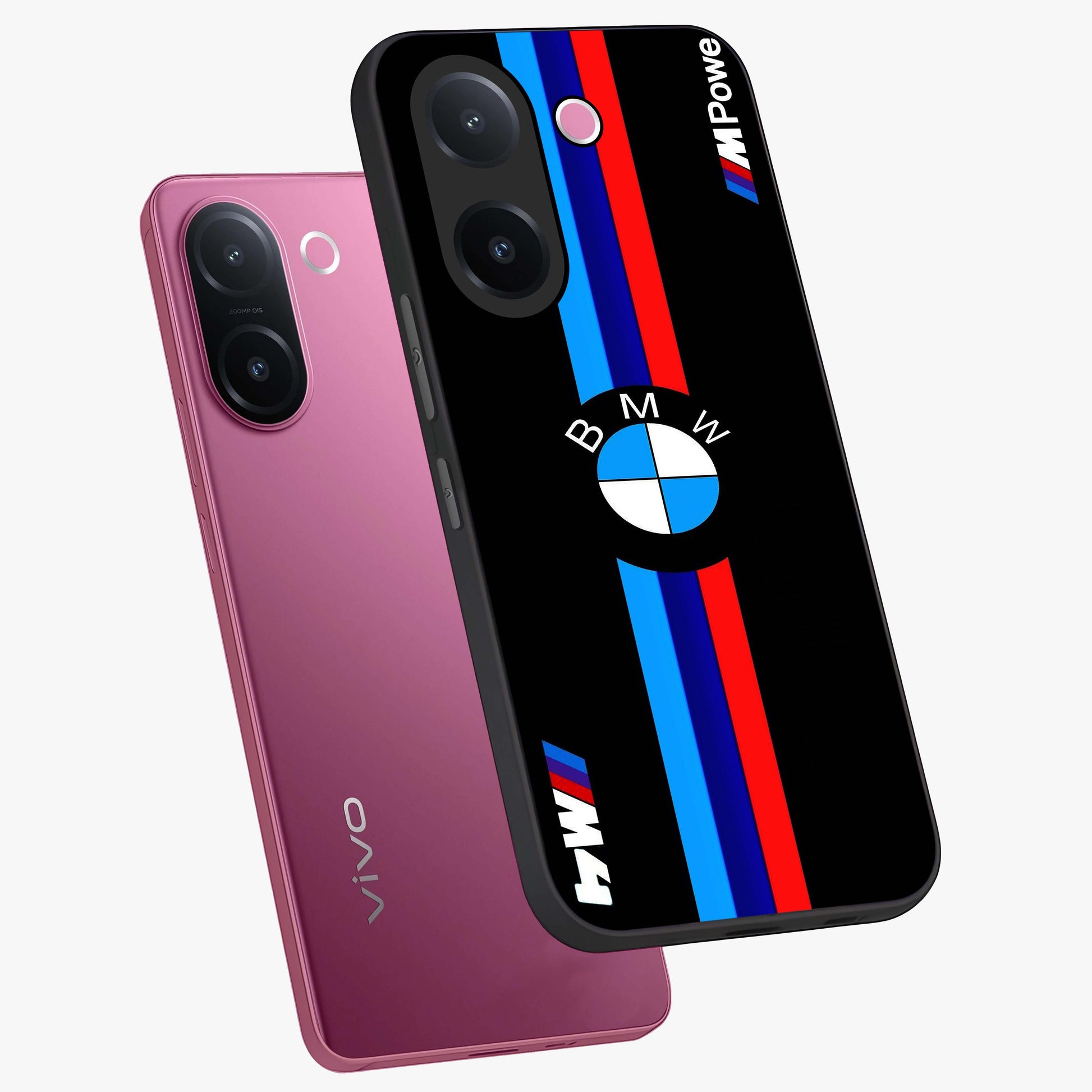Turbo BMW Beast Glass Case displayed in angled mockup highlighting sleek racing car design with bold automotive aesthetic.