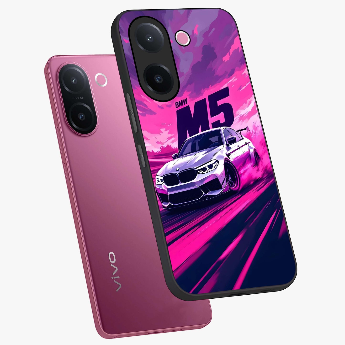 Velocity Drift Pulse Glass Case displayed in angled mockup highlighting dynamic drift design with sporty automotive aesthetic.