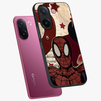 Web Warrior Vibes Glass Case displayed in angled mockup highlighting dynamic web design with comic style aesthetic.