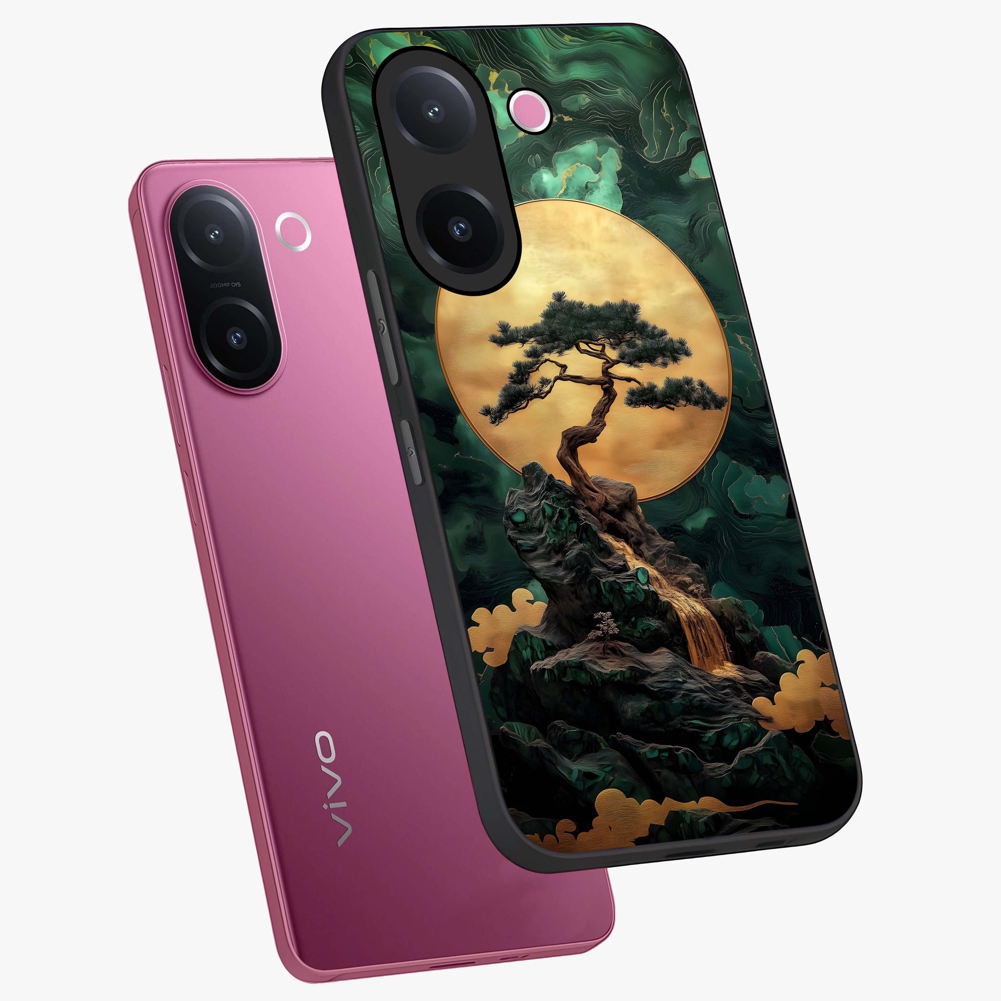 Zen Moon Rise Glass Case displayed in angled mockup highlighting peaceful lunar design with zen aesthetic style.