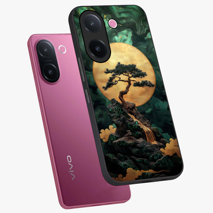 Zen Moon Rise Glass Case displayed in angled mockup highlighting peaceful lunar design with zen aesthetic style.