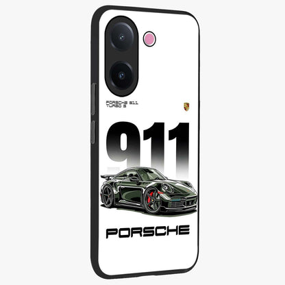 911 Turbo Dominance Glass Case upright perspective showcasing powerful racing design and modern automotive aesthetic.