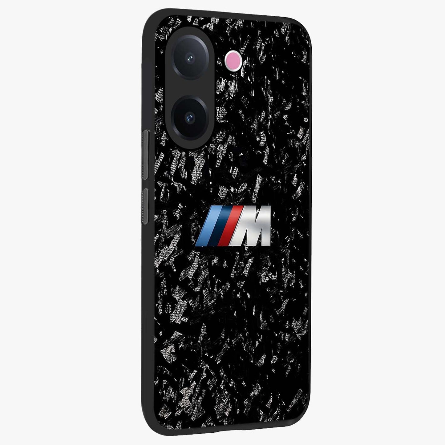 Carbon Speed Mark Glass Case upright view showcasing modern carbon speed graphic with bold automotive theme.