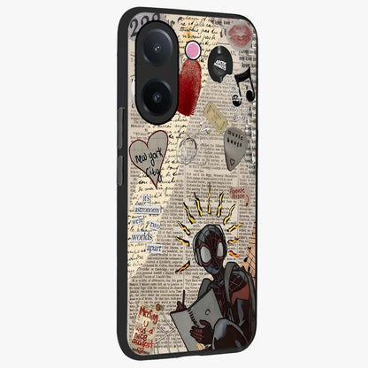 City Dream Sketch Glass Case upright view showcasing urban skyline artwork with stylish hand drawn design.