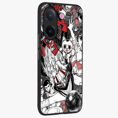 Crimson Chaos Panel Glass Case upright view showcasing intense crimson artwork with dramatic aesthetic style.