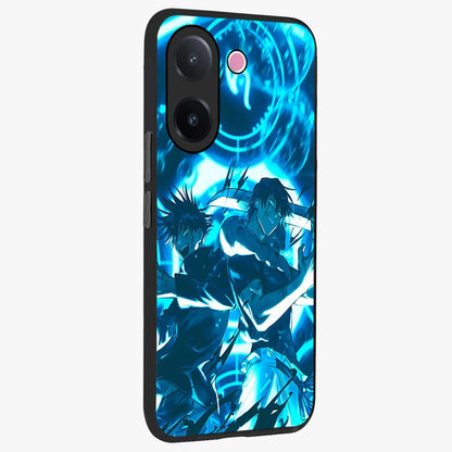 Cursed Energy Clash Glass Case upright view showcasing dramatic clash artwork with bold supernatural theme.