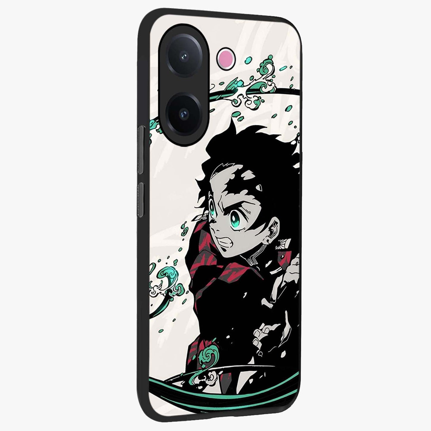 Demon Slayer Glass Case upright view showcasing powerful anime artwork with intense warrior theme.