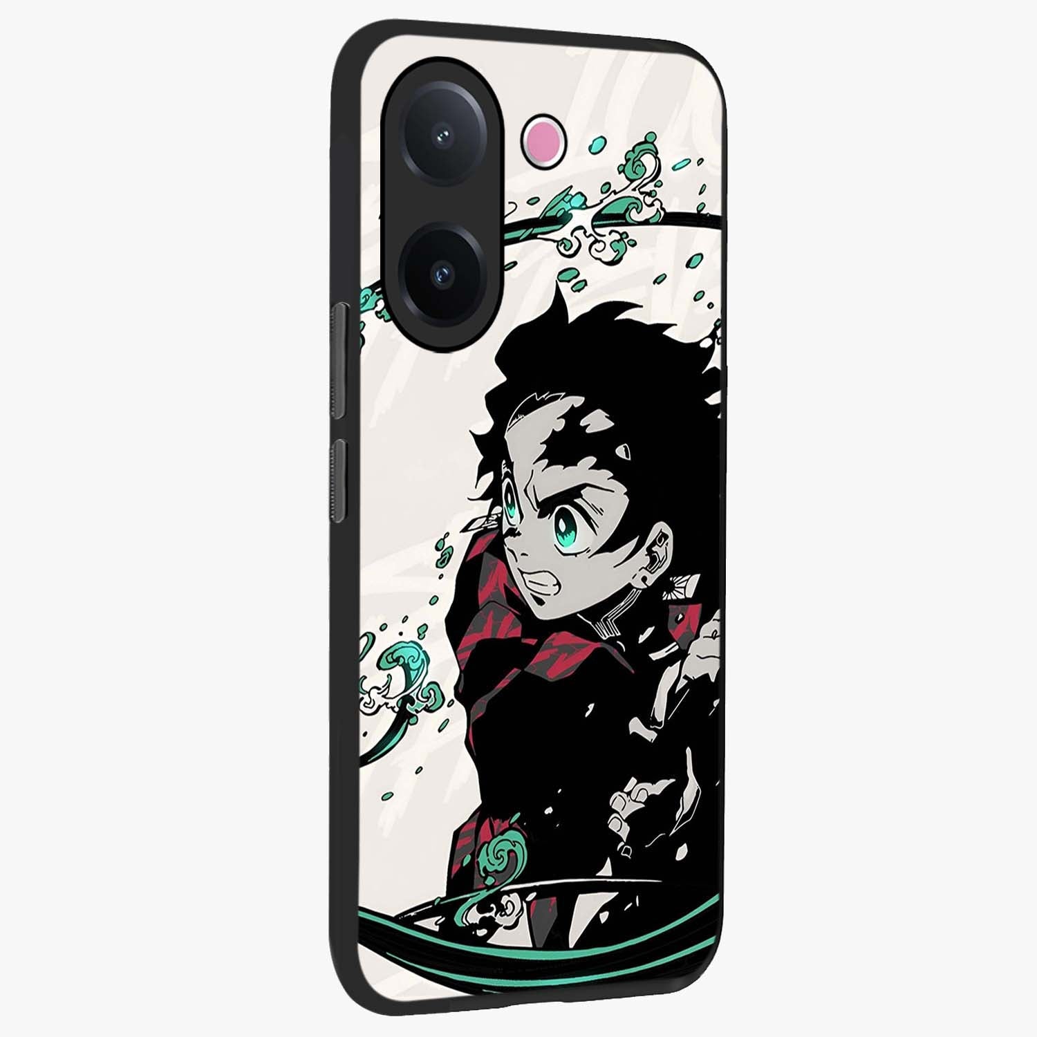 Demon Slayer Glass Case upright view showcasing powerful anime artwork with intense warrior theme.
