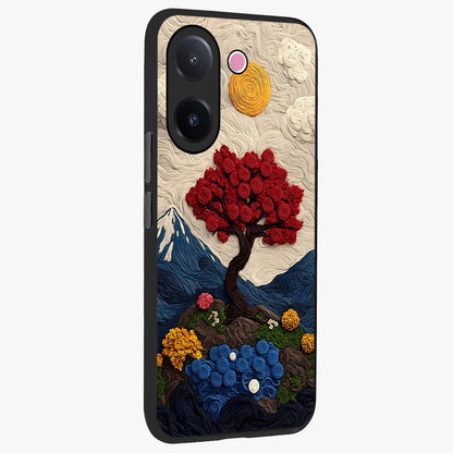 Eternal Nature Tapestry Glass Case upright view showcasing elegant nature tapestry design with decorative style.