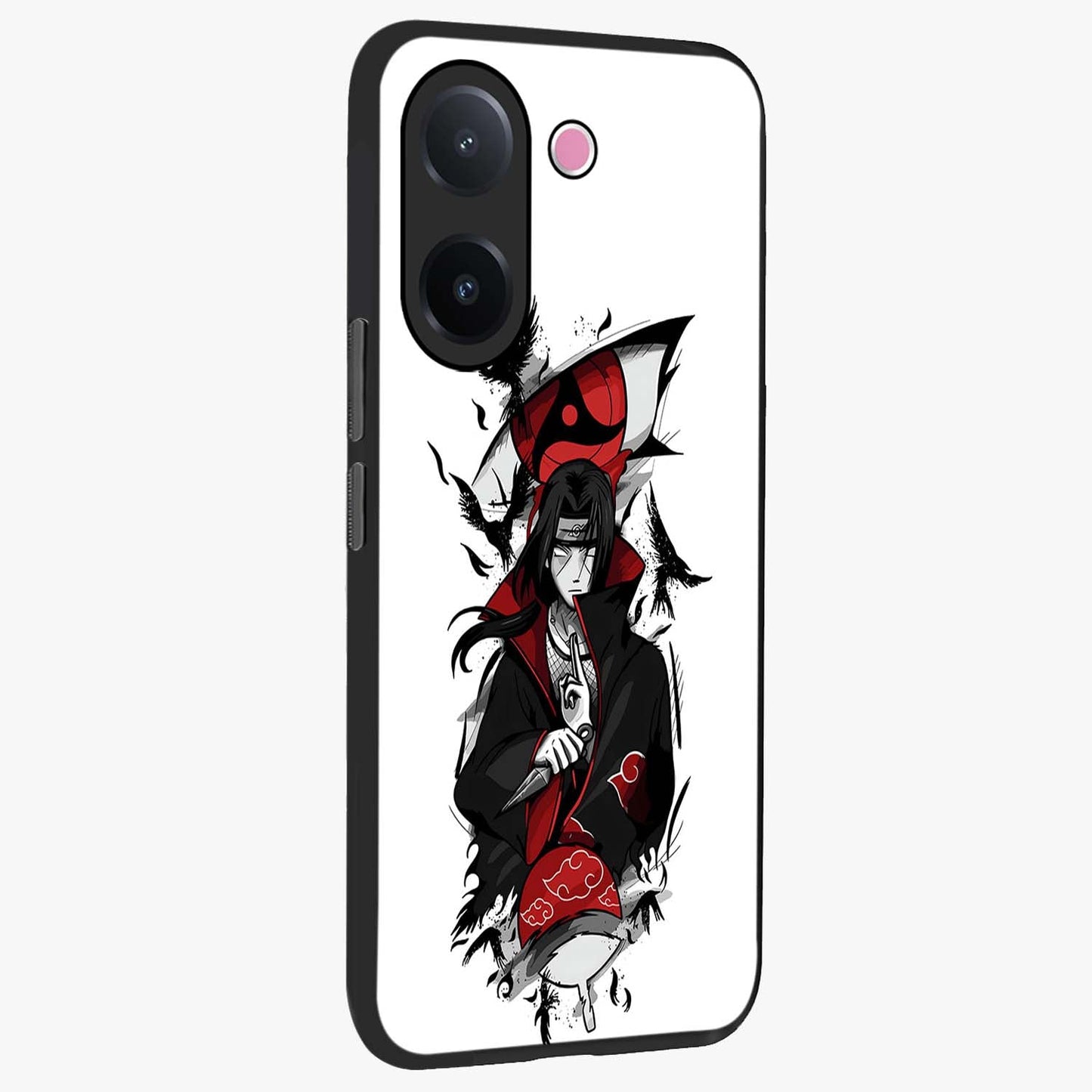 Itachi Limited Edition Naruto Anime Glass Case upright view showcasing intense anime artwork with powerful character theme.