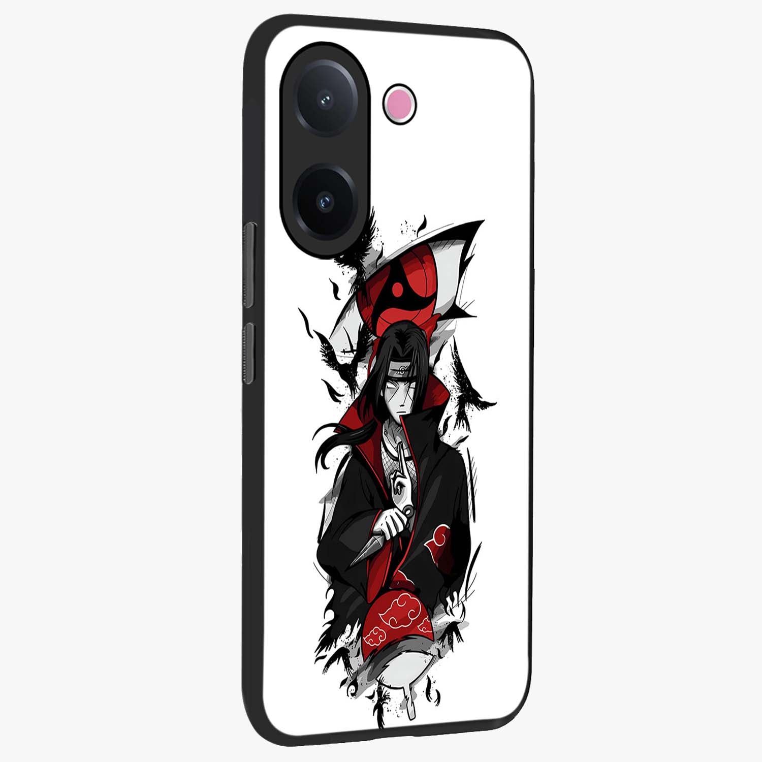 Itachi Limited Edition Naruto Anime Glass Case upright view showcasing intense anime artwork with powerful character theme.