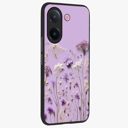 Lavender Blossom Dream Glass Case upright view showcasing delicate lavender blossom artwork with peaceful floral theme.