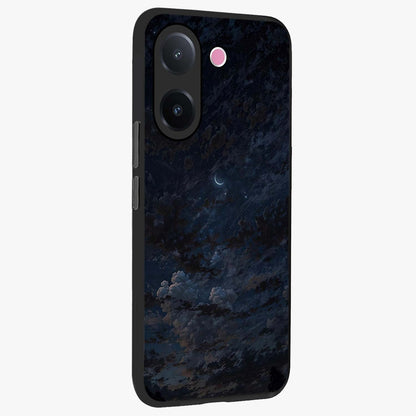 Lunar Veil Silence Glass Case upright view showcasing calm moon themed artwork with serene night atmosphere.