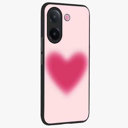 Pink Aura Heart Glass Case upright view showcasing romantic heart artwork with soft pastel theme.