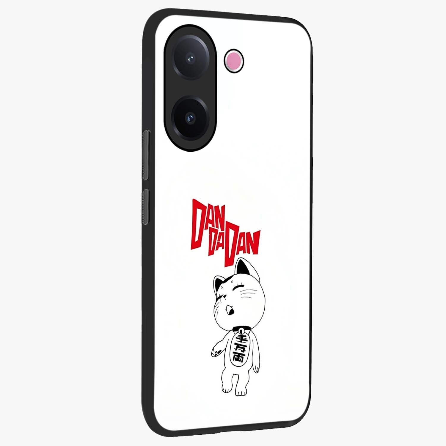 Playful Spirit Charm Glass Case upright view showcasing vibrant charm artwork with fun artistic theme.