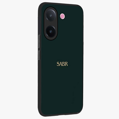 Sabr Minimal Patience Glass Case upright view showcasing calm minimalist artwork with motivational patience theme.