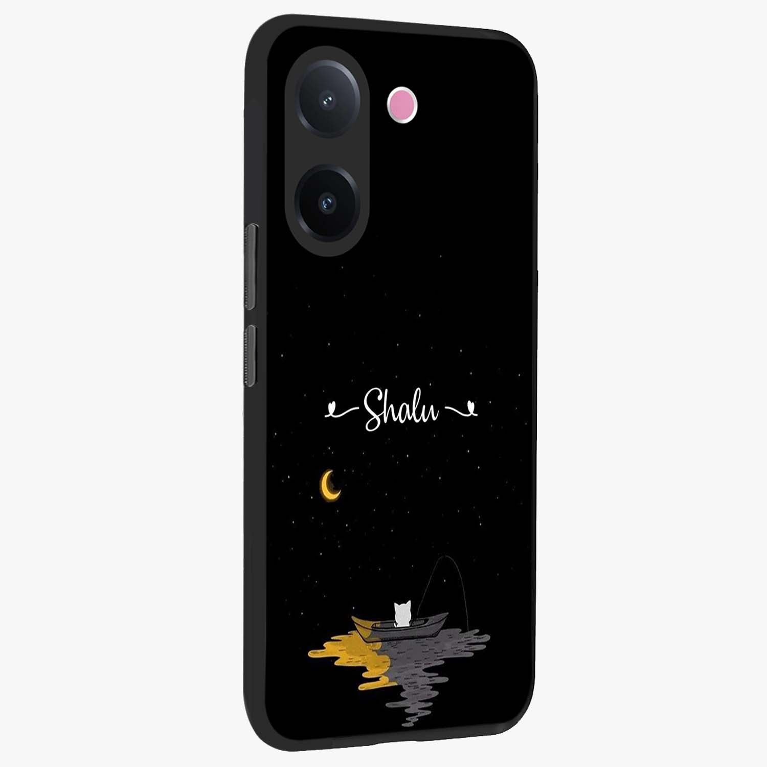 Silent Night Row Glass Case upright view showcasing tranquil night artwork with serene landscape theme.