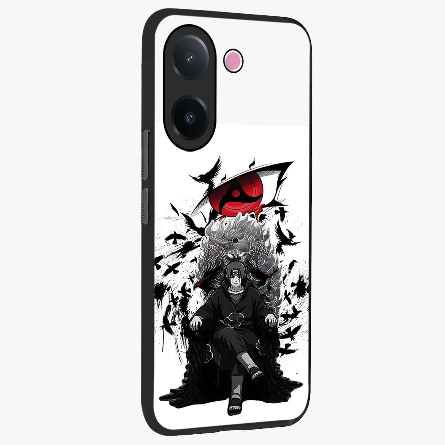 Uchiha Shadow Throne Glass Case upright view showcasing magical underwater galaxy artwork with vibrant cosmic theme.