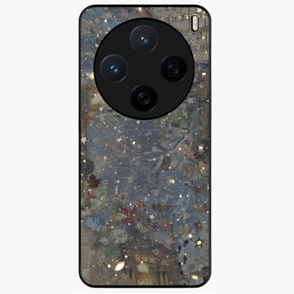 Aesthetic Astrolophia Glass Case showing flat back view with dreamy aesthetic design and glossy glass finish.