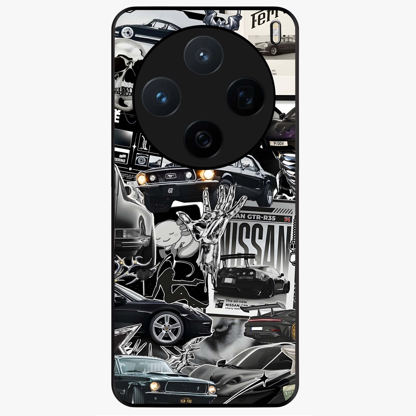 Aesthetic Dark Love Glass Case showing flat back view with dark romantic artwork and glossy glass finish.