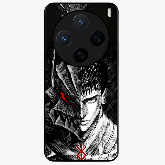 Berserker Blood Oath Glass Case showing flat back view with fierce warrior inspired artwork and glossy glass finish.