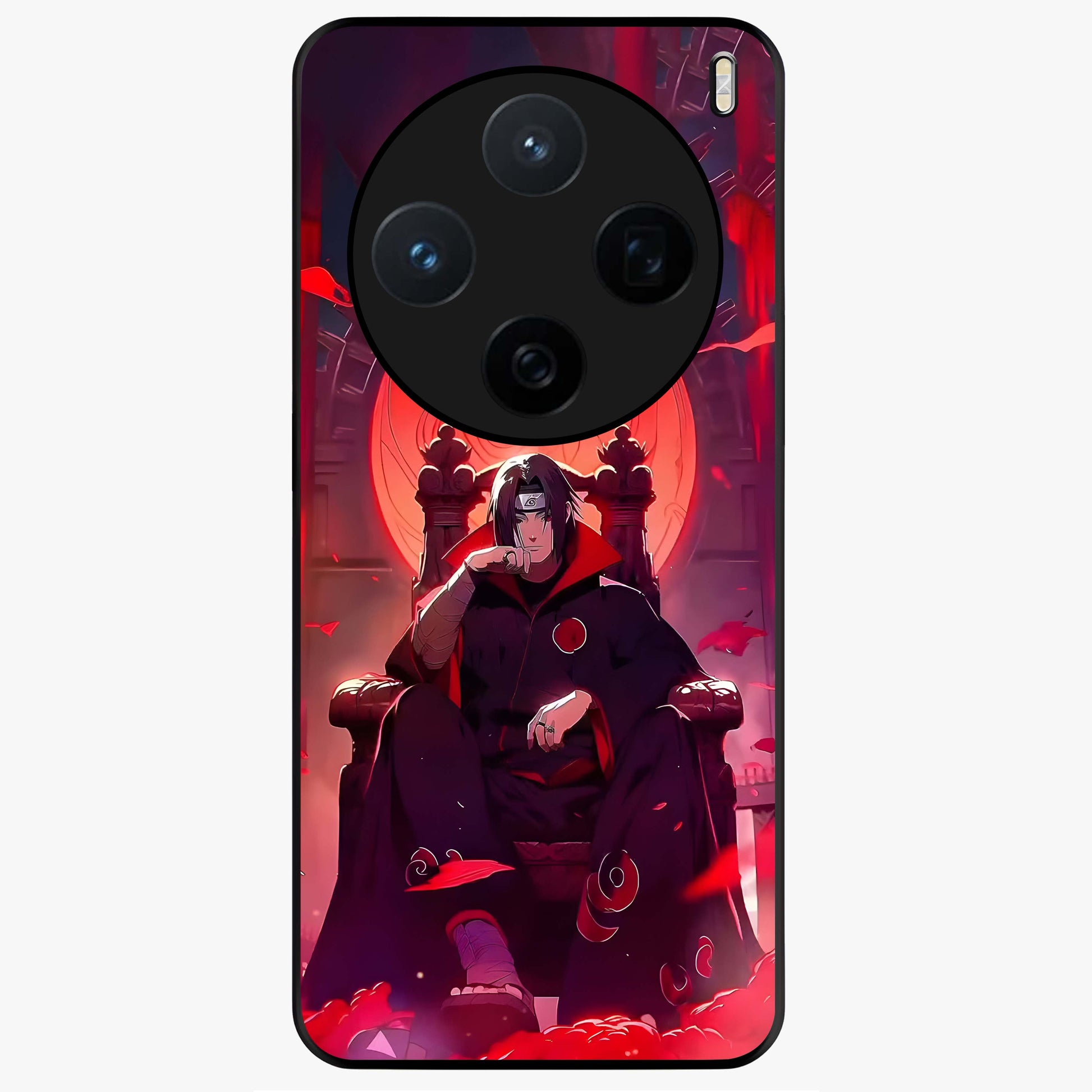 Blood Moon Sovereign Glass Case showing flat back view with mystical blood moon artwork and glossy glass finish.