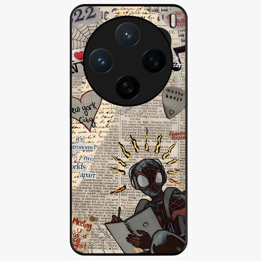 City Dream Sketch Glass Case showing flat back view with artistic city skyline sketch artwork and glossy glass finish.