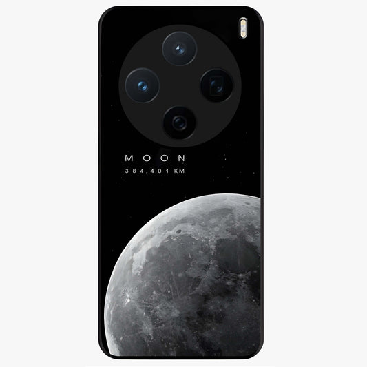 Cosmic Moon Glow Glass Case showing flat back view with glowing moon artwork and glossy glass finish.
