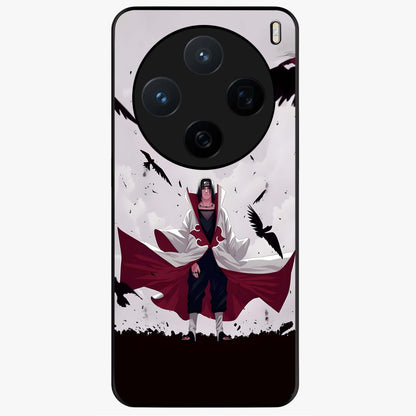 Crimson Crow Ascension Glass Case showing flat back view with mystical crow artwork and glossy glass finish.