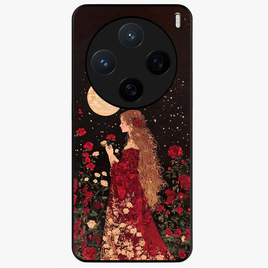 Crimson Dreams Glass Case showing flat back view with dreamy crimson artwork and glossy glass finish.