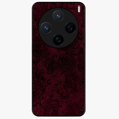 Crimson Fade Flow Glass Case showing flat back view with flowing crimson gradient artwork and glossy glass finish.
