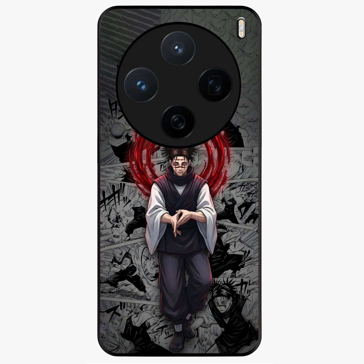 Cursed Ritual Ascension Glass Case showing flat back view with dark ritual themed artwork and glossy glass finish.