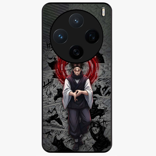 Cursed Ritual Ascension Glass Case showing flat back view with dark ritual themed artwork and glossy glass finish.