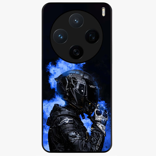 Cyber Sentinel Protocol Glass Case showing flat back view with futuristic cyber themed artwork and glossy glass finish.