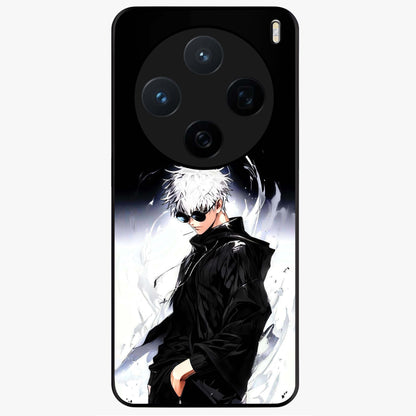 Limitless Shadow King Glass Case showing flat back view with powerful shadow warrior artwork and glossy glass finish.