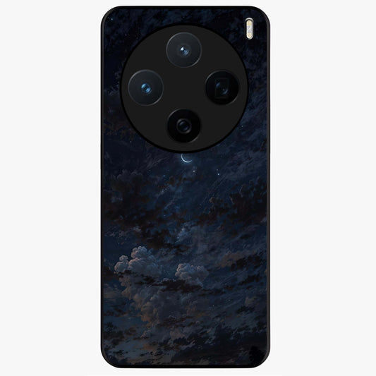 Lunar Veil Silence Glass Case showing flat back view with mystical moon veil artwork and glossy glass finish.