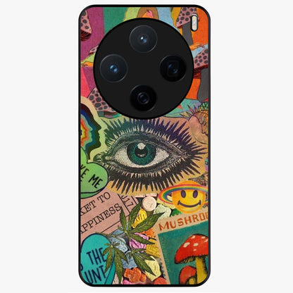 Mystic Eye Wonderland Glass Case showing flat back view with mystical eye themed artwork and glossy glass finish.