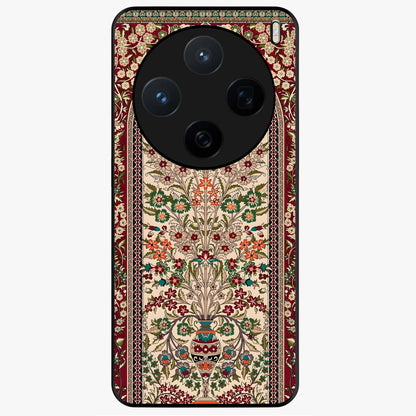 Persian Inspired Glass Case showing flat back view with ornate Persian style pattern artwork and glossy glass finish.