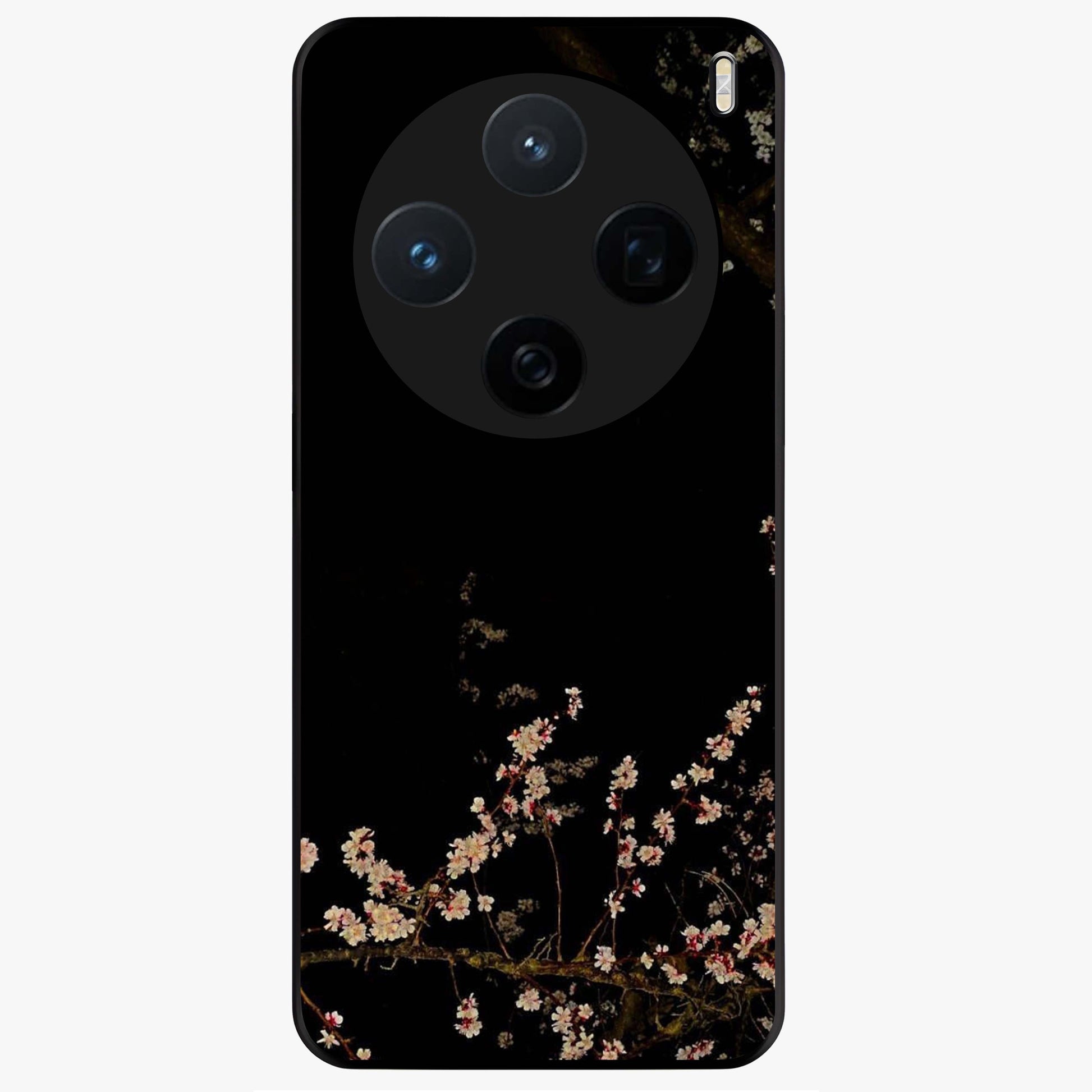 Petal Moon Light With Custom Name Glass Case showing flat back view with floral moonlight artwork and personalized name design.