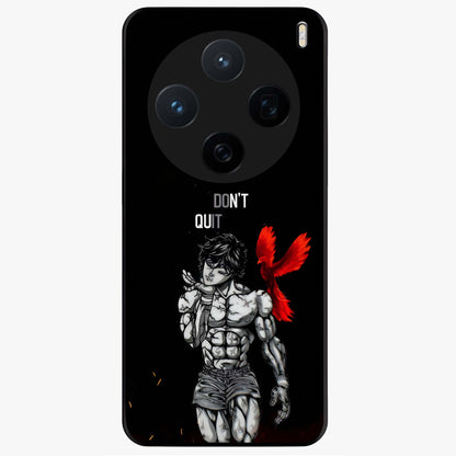 Rise Beyond Limits Glass Case showing flat back view with motivational typography artwork and glossy glass finish.