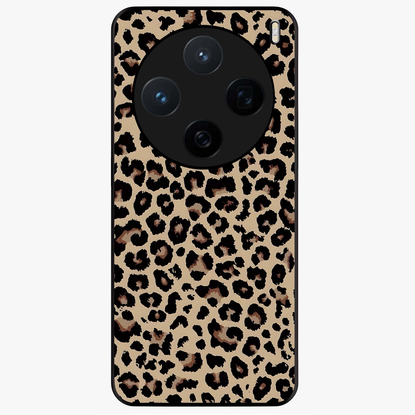 Savage Chic Pattern Glass Case showing flat back view with stylish patterned artwork and glossy glass finish.