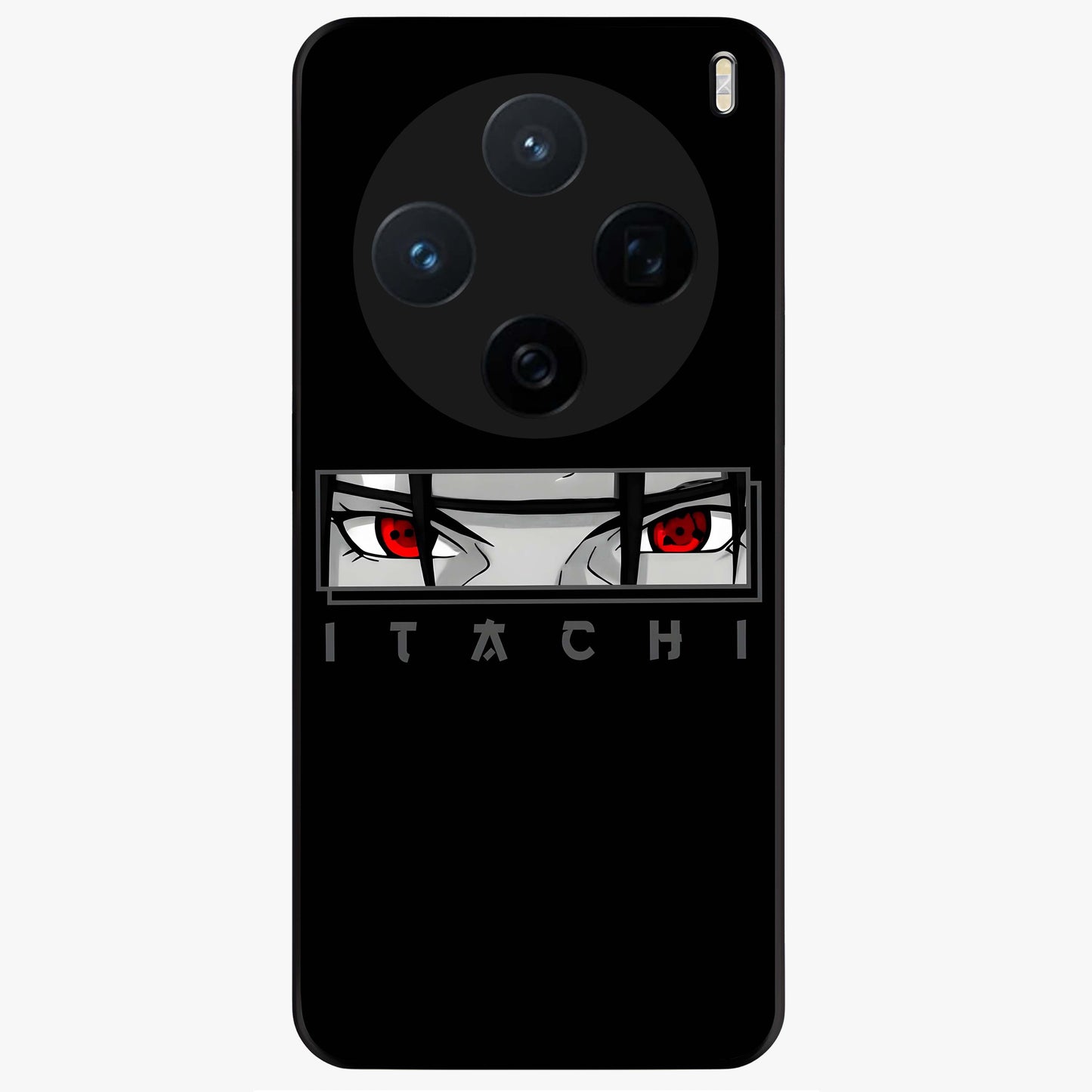 Scarlet Gaze Dominance Glass Case showing flat back view with striking red themed artwork and glossy glass finish.