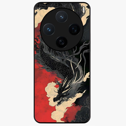 Shadow Dragon Fury Glass Case showing flat back view with fierce dragon artwork and glossy glass finish.
