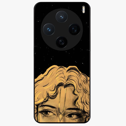 Shri Krishna Art Glass Case showing flat back view with devotional Krishna artwork and glossy glass finish.
