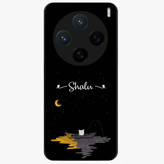 Silent Night Row Glass Case showing flat back view with calm night themed artwork and glossy glass finish.