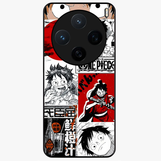 Strawhat Chaos Panels Glass Case showing flat back view with anime inspired chaos panel artwork and glossy glass finish.