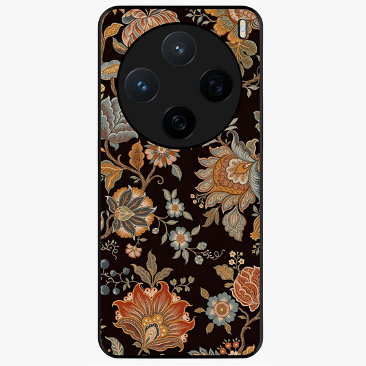 Vintage Floral Dream Glass Case showing flat back view with classic floral artwork and glossy glass finish.