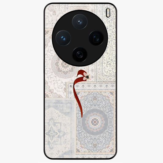White Aesthetic Bow Glass Case showing flat back view with minimal bow artwork and glossy glass finish.